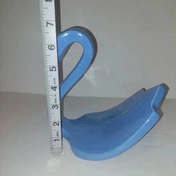 Vintage Mid-Century Blue Pottery Set Of 2 Swan Hand Towel Holder for Vanity/Bath - Picture 7 of 11